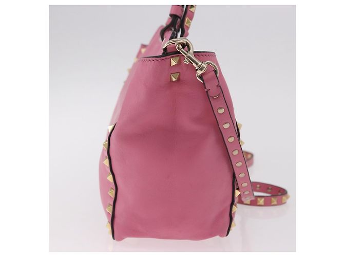 VALENTINO Studs Tote Bag Leder 2way Pink Gold Auth BA13725A Golden - Ansicht 4