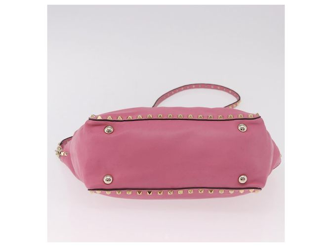 VALENTINO Studs Tote Bag Leder 2way Pink Gold Auth BA13725A Golden - Ansicht 5