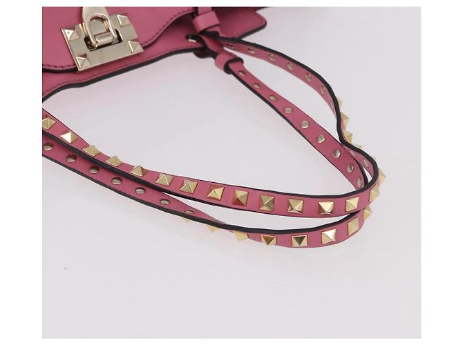 VALENTINO Studs Tote Bag Leder 2way Pink Gold Auth BA13725A Golden - Ansicht 7