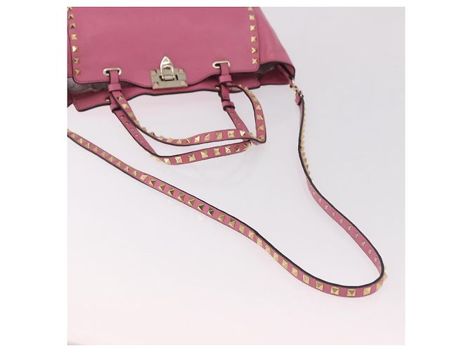 VALENTINO Studs Tote Bag Leder 2way Pink Gold Auth BA13725A Golden - Ansicht 9