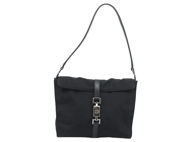 Borsa GUCCI Nylon Nero Argento 001 3734 Auth mr2639 - vista 13