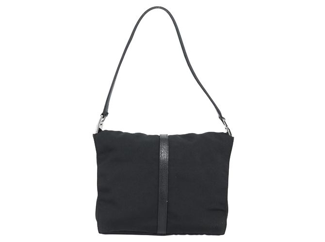 Borsa GUCCI Nylon Nero Argento 001 3734 Auth mr2639 - vista 2