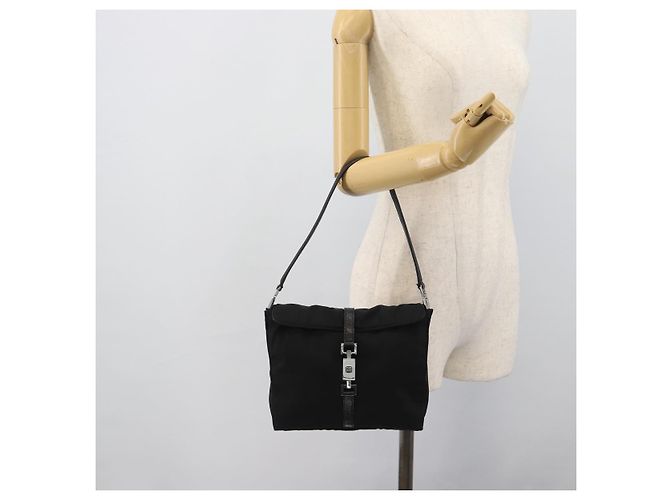 Borsa GUCCI Nylon Nero Argento 001 3734 Auth mr2639 - vista 23