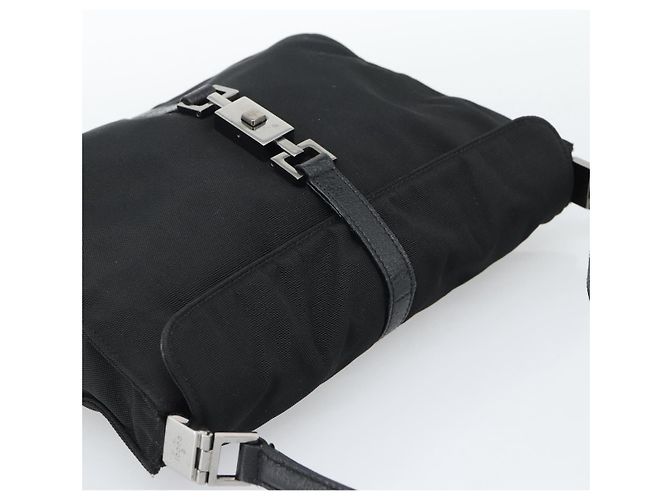 Borsa GUCCI Nylon Nero Argento 001 3734 Auth mr2639 - vista 6