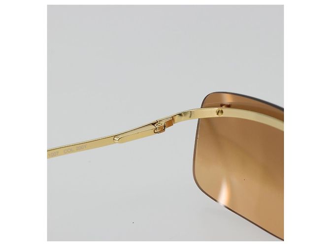 Céline Gafas de sol sin montura CELINE C Macadam Metal Marrón Oro Auth BA14022V Castaño Dorado - vista 10