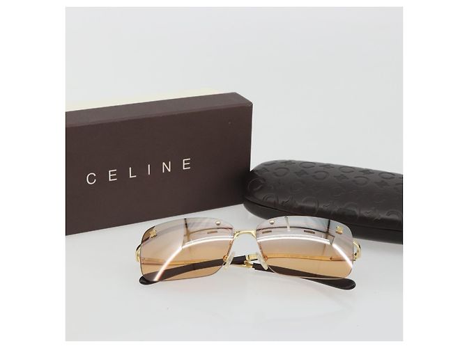 Céline Gafas de sol sin montura CELINE C Macadam Metal Marrón Oro Auth BA14022V Castaño Dorado - vista 12