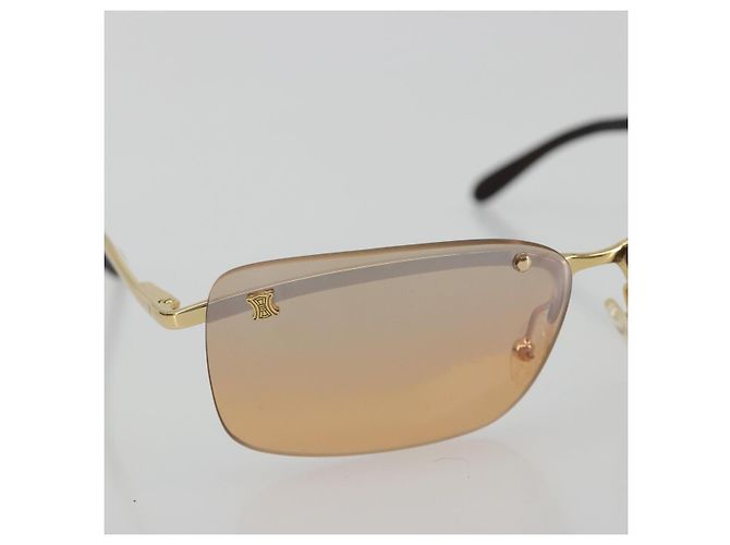 Céline Gafas de sol sin montura CELINE C Macadam Metal Marrón Oro Auth BA14022V Castaño Dorado - vista 5