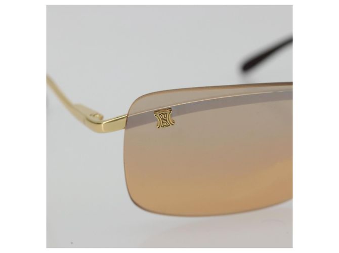 Céline Gafas de sol sin montura CELINE C Macadam Metal Marrón Oro Auth BA14022V Castaño Dorado - vista 6
