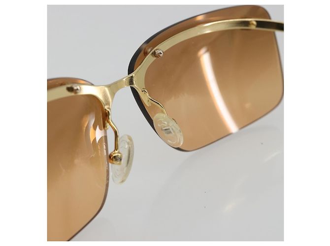 Céline Gafas de sol sin montura CELINE C Macadam Metal Marrón Oro Auth BA14022V Castaño Dorado - vista 8