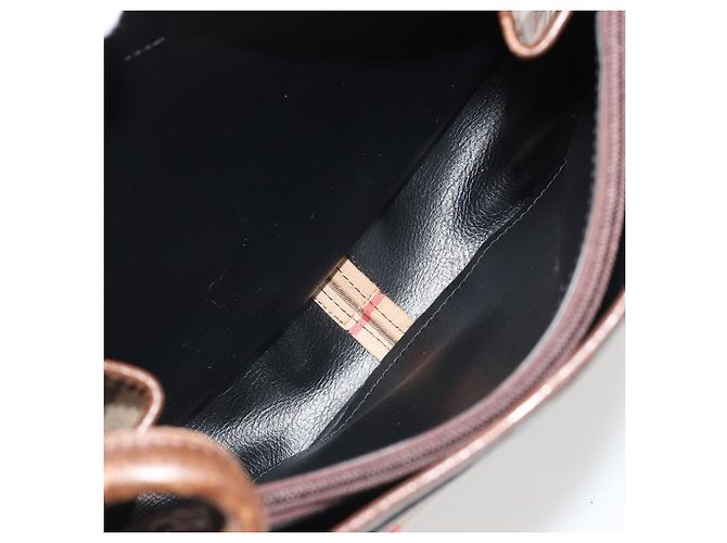 Borsa a Spalla Burberrys Nova Check in Tela Beige e Oro Auth 191050 D'oro - vista 11