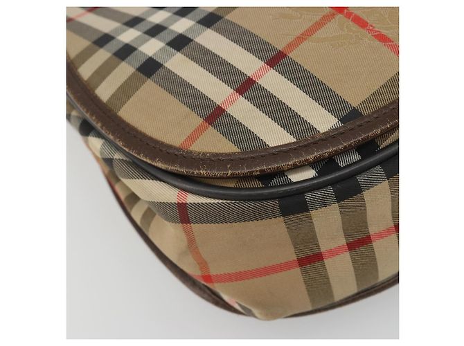 Borsa a Spalla Burberrys Nova Check in Tela Beige e Oro Auth 191050 D'oro - vista 14