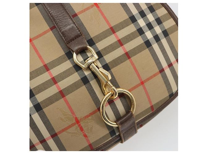Borsa a Spalla Burberrys Nova Check in Tela Beige e Oro Auth 191050 D'oro - vista 17