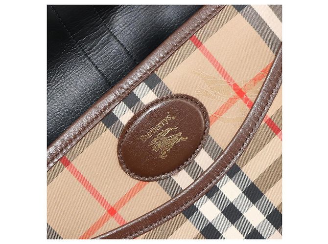 Borsa a Spalla Burberrys Nova Check in Tela Beige e Oro Auth 191050 D'oro - vista 18