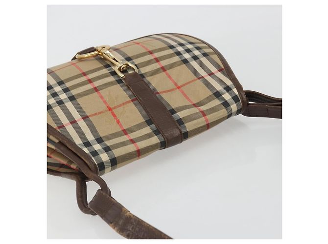 Borsa a Spalla Burberrys Nova Check in Tela Beige e Oro Auth 191050 D'oro - vista 6