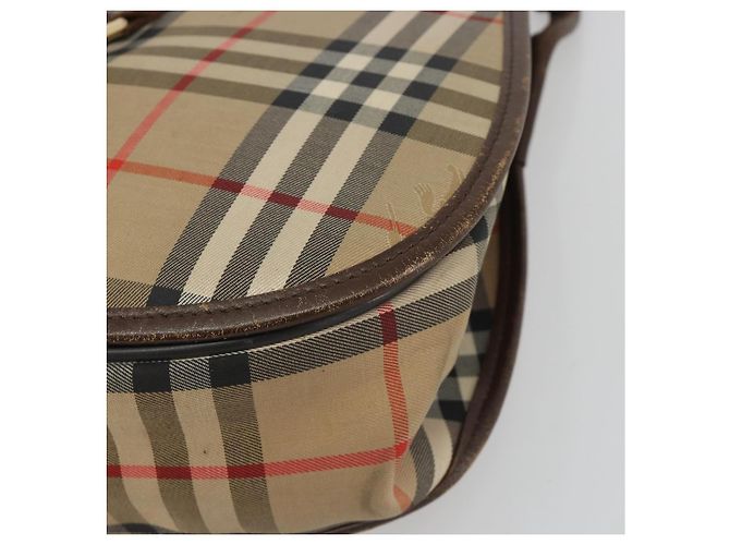 Borsa a Spalla Burberrys Nova Check in Tela Beige e Oro Auth 191050 D'oro - vista 9