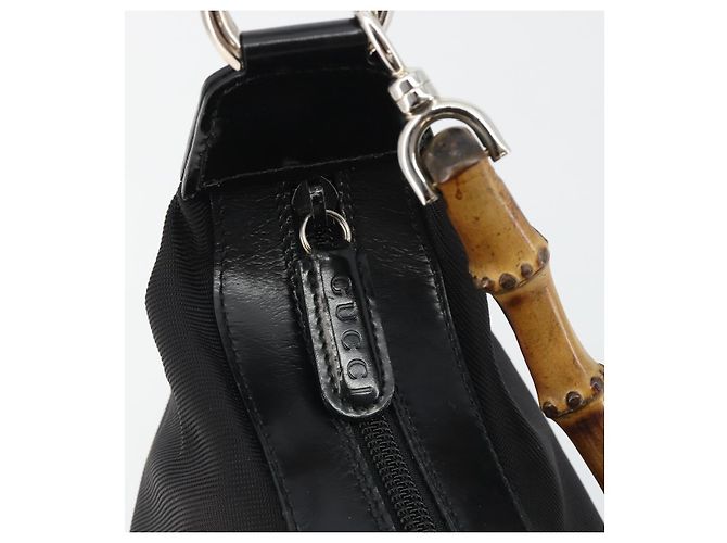 Borsa a mano GUCCI Bamboo in tela nera e argento 000 1956 0531 Auth gh2209A Nero - vista 10