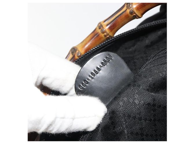 Borsa a mano GUCCI Bamboo in tela nera e argento 000 1956 0531 Auth gh2209A Nero - vista 12