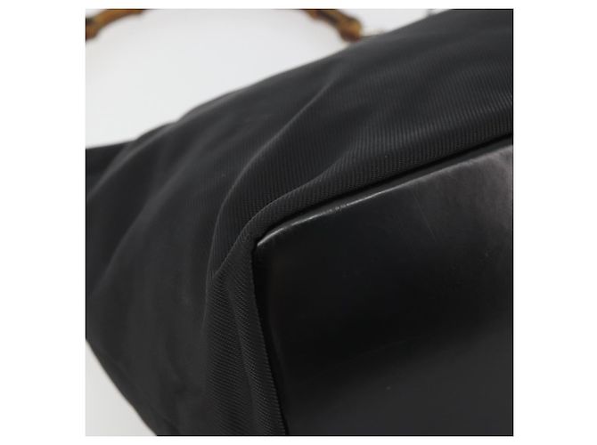 Borsa a mano GUCCI Bamboo in tela nera e argento 000 1956 0531 Auth gh2209A Nero - vista 14