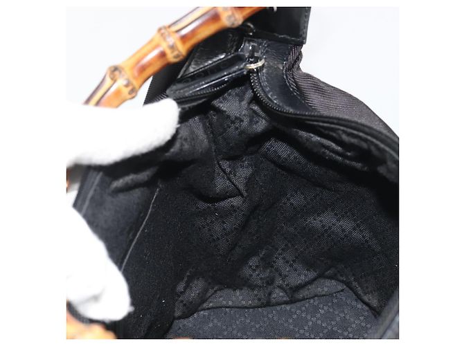 Borsa a mano GUCCI Bamboo in tela nera e argento 000 1956 0531 Auth gh2209A Nero - vista 18