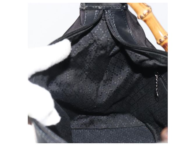 Borsa a mano GUCCI Bamboo in tela nera e argento 000 1956 0531 Auth gh2209A Nero - vista 19