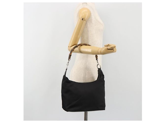 Borsa a mano GUCCI Bamboo in tela nera e argento 000 1956 0531 Auth gh2209A Nero - vista 22