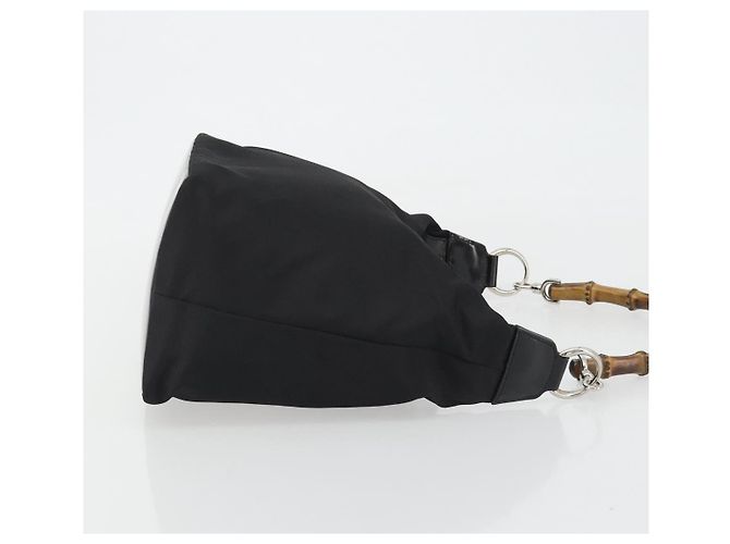 Borsa a mano GUCCI Bamboo in tela nera e argento 000 1956 0531 Auth gh2209A Nero - vista 3
