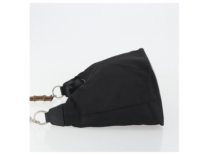 Borsa a mano GUCCI Bamboo in tela nera e argento 000 1956 0531 Auth gh2209A Nero - vista 4
