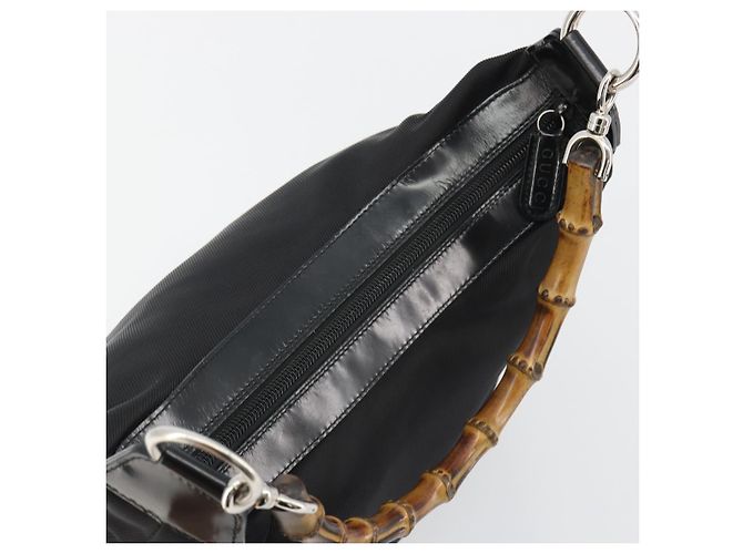 Borsa a mano GUCCI Bamboo in tela nera e argento 000 1956 0531 Auth gh2209A Nero - vista 6