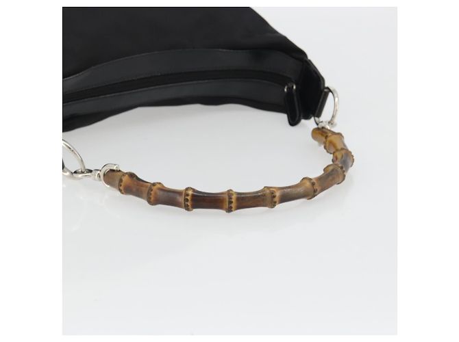 Borsa a mano GUCCI Bamboo in tela nera e argento 000 1956 0531 Auth gh2209A Nero - vista 7
