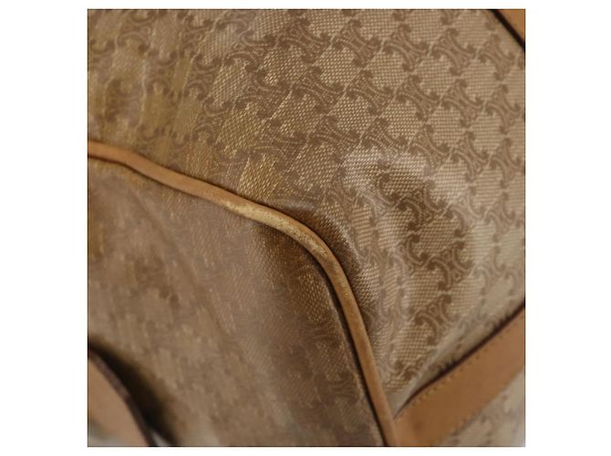 Céline Bolsa CELINE Macadam Canvas PVC Bege Ouro Auth 186674 Dourado - vista 14