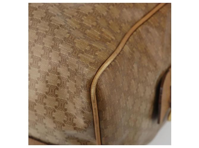 Céline Bolsa CELINE Macadam Canvas PVC Bege Ouro Auth 186674 Dourado - vista 15