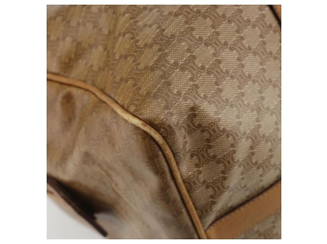Céline Bolsa CELINE Macadam Canvas PVC Bege Ouro Auth 186674 Dourado - vista 16