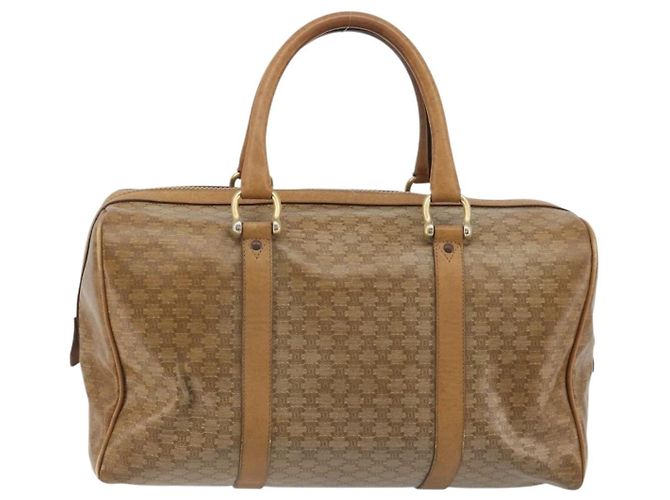 Céline Bolsa CELINE Macadam Canvas PVC Bege Ouro Auth 186674 Dourado - vista 2