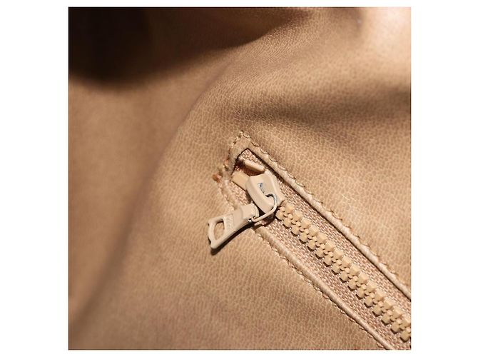 Céline Bolsa CELINE Macadam Canvas PVC Bege Ouro Auth 186674 Dourado - vista 21