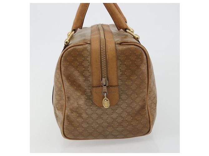 Céline Bolsa CELINE Macadam Canvas PVC Bege Ouro Auth 186674 Dourado - vista 3