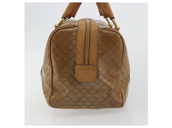 Céline Bolsa CELINE Macadam Canvas PVC Bege Ouro Auth 186674 Dourado - vista 4