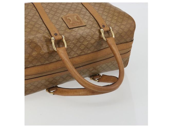 Céline Bolsa CELINE Macadam Canvas PVC Bege Ouro Auth 186674 Dourado - vista 7