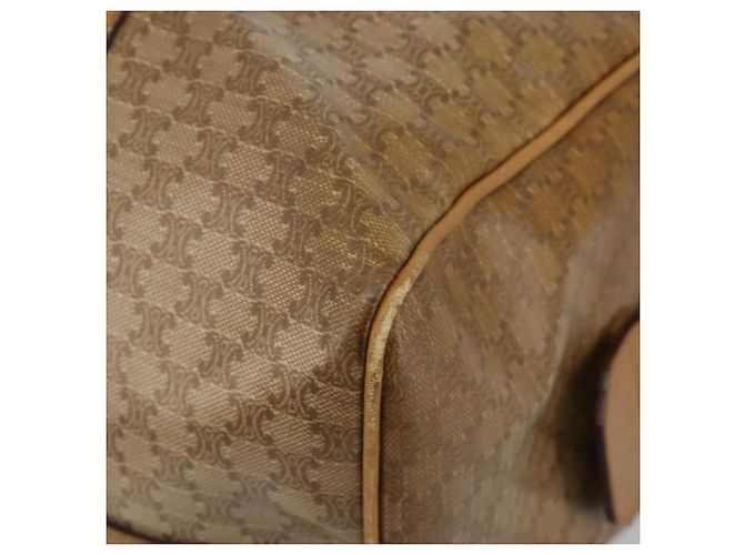 Céline Bolsa CELINE Macadam Canvas PVC Bege Ouro Auth 186674 Dourado - vista 9