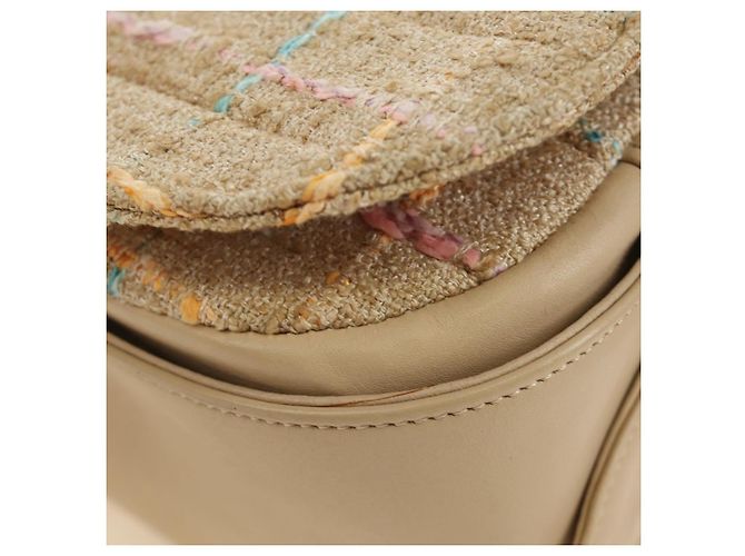 Borsa a Spalla CHANEL 2.55 Tweed Beige Oro CC Auth 189821SAM D'oro - vista 18