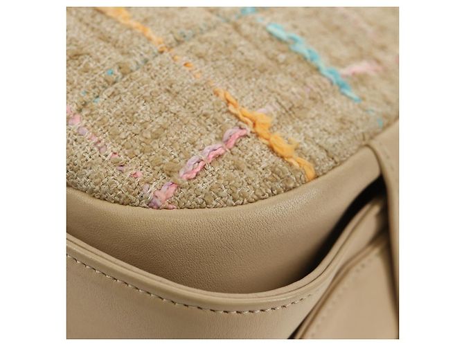 Borsa a Spalla CHANEL 2.55 Tweed Beige Oro CC Auth 189821SAM D'oro - vista 20