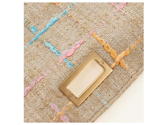 Borsa a Spalla CHANEL 2.55 Tweed Beige Oro CC Auth 189821SAM D'oro - vista 23