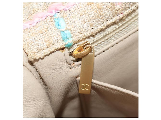 Borsa a Spalla CHANEL 2.55 Tweed Beige Oro CC Auth 189821SAM D'oro - vista 27