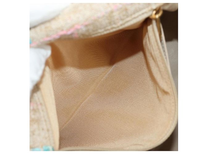 Borsa a Spalla CHANEL 2.55 Tweed Beige Oro CC Auth 189821SAM D'oro - vista 28