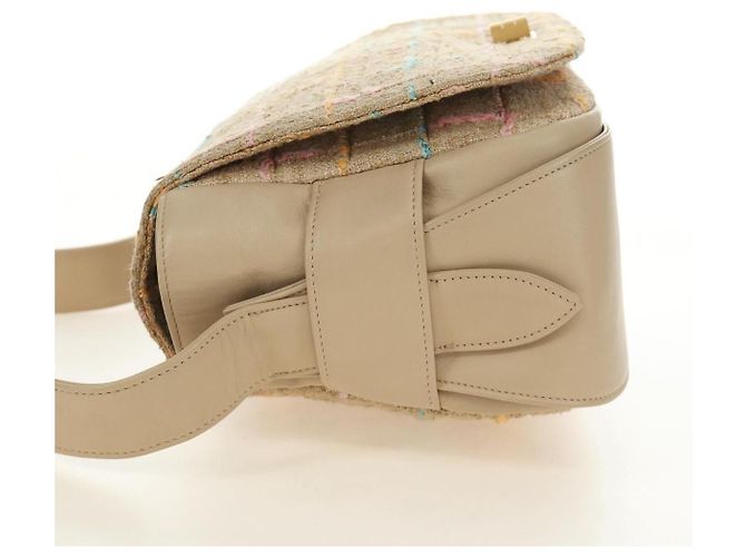 Borsa a Spalla CHANEL 2.55 Tweed Beige Oro CC Auth 189821SAM D'oro - vista 3