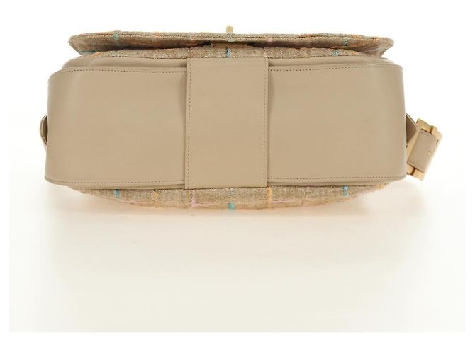 Borsa a Spalla CHANEL 2.55 Tweed Beige Oro CC Auth 189821SAM D'oro - vista 5