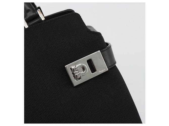 Borsa Salvatore Ferragamo in tela nera e argento autentica gh2223 Nero - vista 17