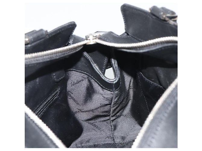 Borsa Salvatore Ferragamo in tela nera e argento autentica gh2223 Nero - vista 18