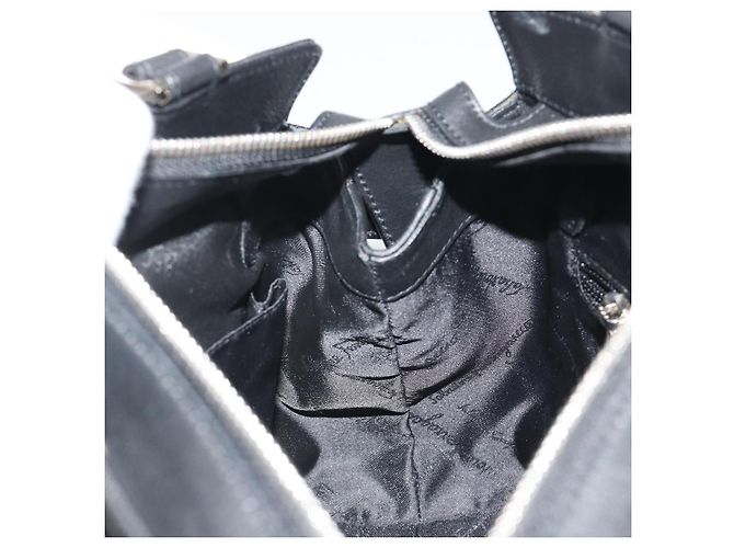 Borsa Salvatore Ferragamo in tela nera e argento autentica gh2223 Nero - vista 19