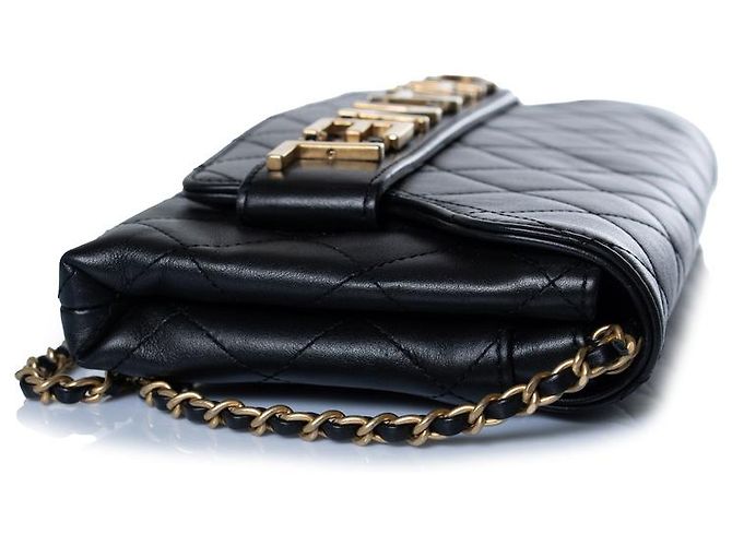Chanel, Clutch con patta e logo a catena Nero D'oro - vista 5