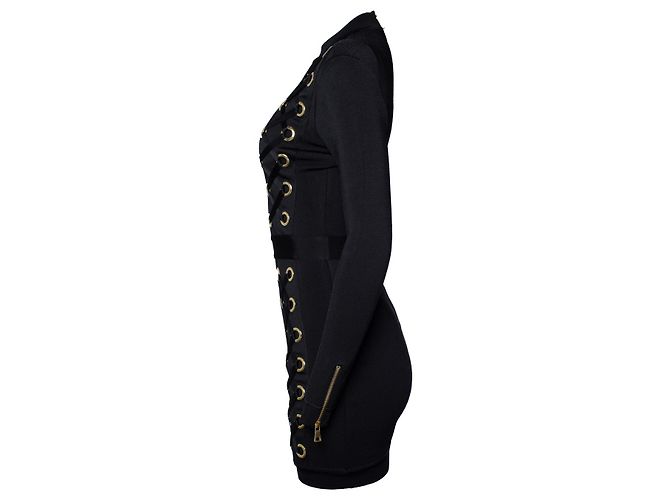 Balmain, abito aderente in maglia elasticizzata nera Nero - vista 2
